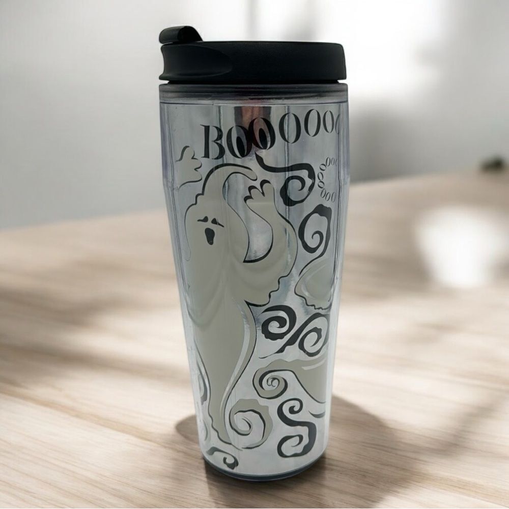 Starbucks Coffee 2005 Halloween Travel Tumbler Ghost Boo 16oz Holographic